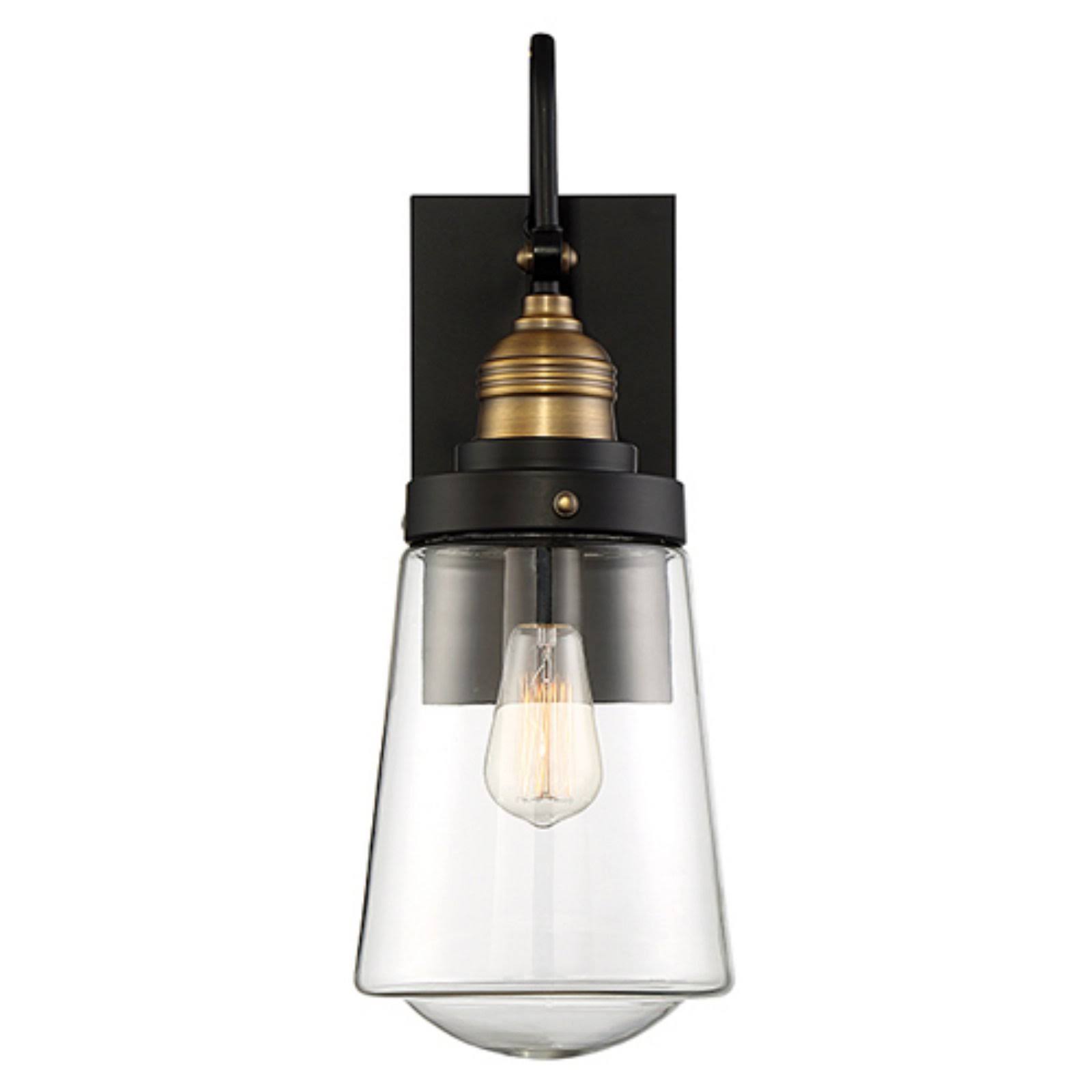 Savoy House Macauley Outdoor|Wall Lantern Vintage Black with Warm Brass 1 Light