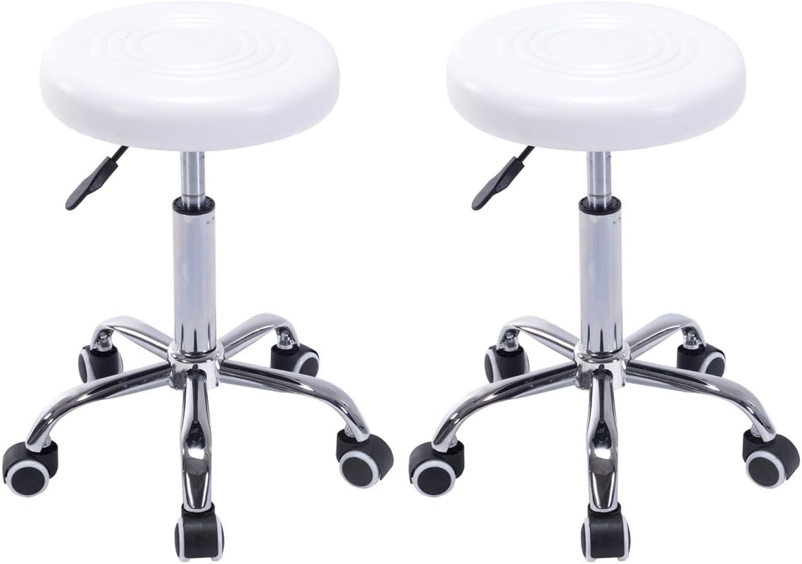 Goplus Adjustable Hydraulic Rolling Swivel Bar Stool Tattoo Facial Massage Spa Stool (1, Black) Pack of 2