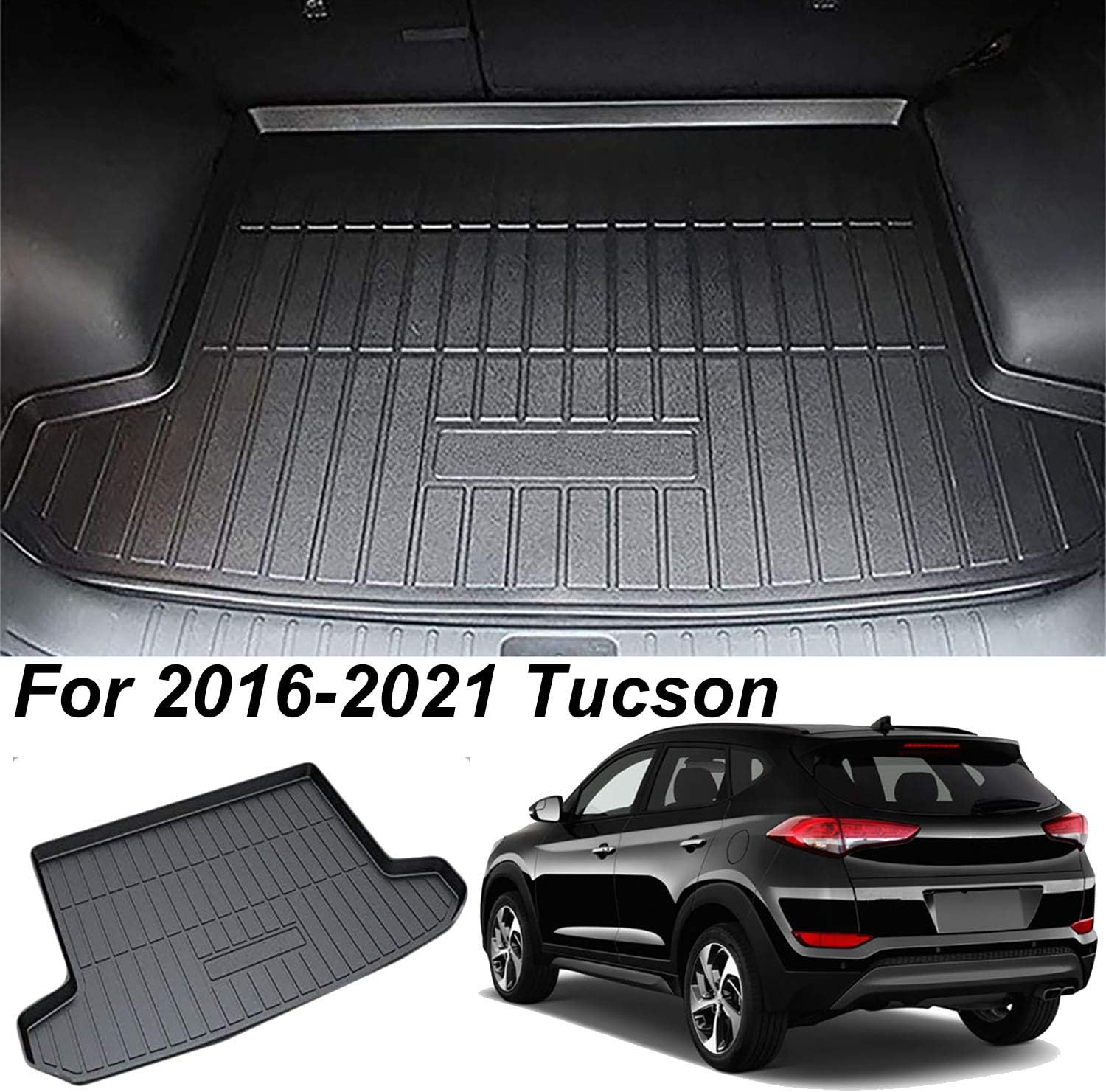 Kaungka Cargo Liner Rear Cargo Tray Trunk Floor Mat 2018-2021 Waterproof Protector for 2016 2017 Hyundai Tucson Pack of 2