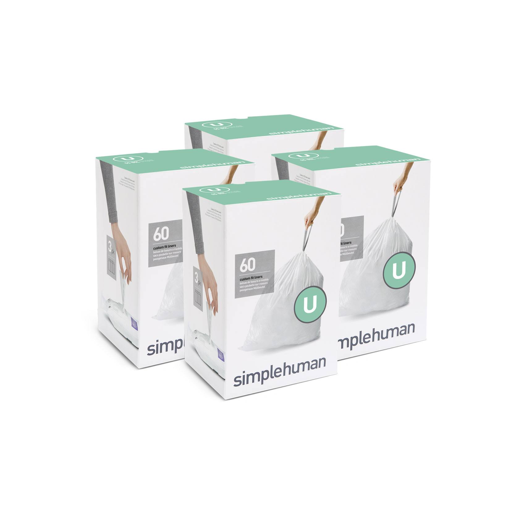 simplehuman Custom Fit Liners - Code U 240 Pack