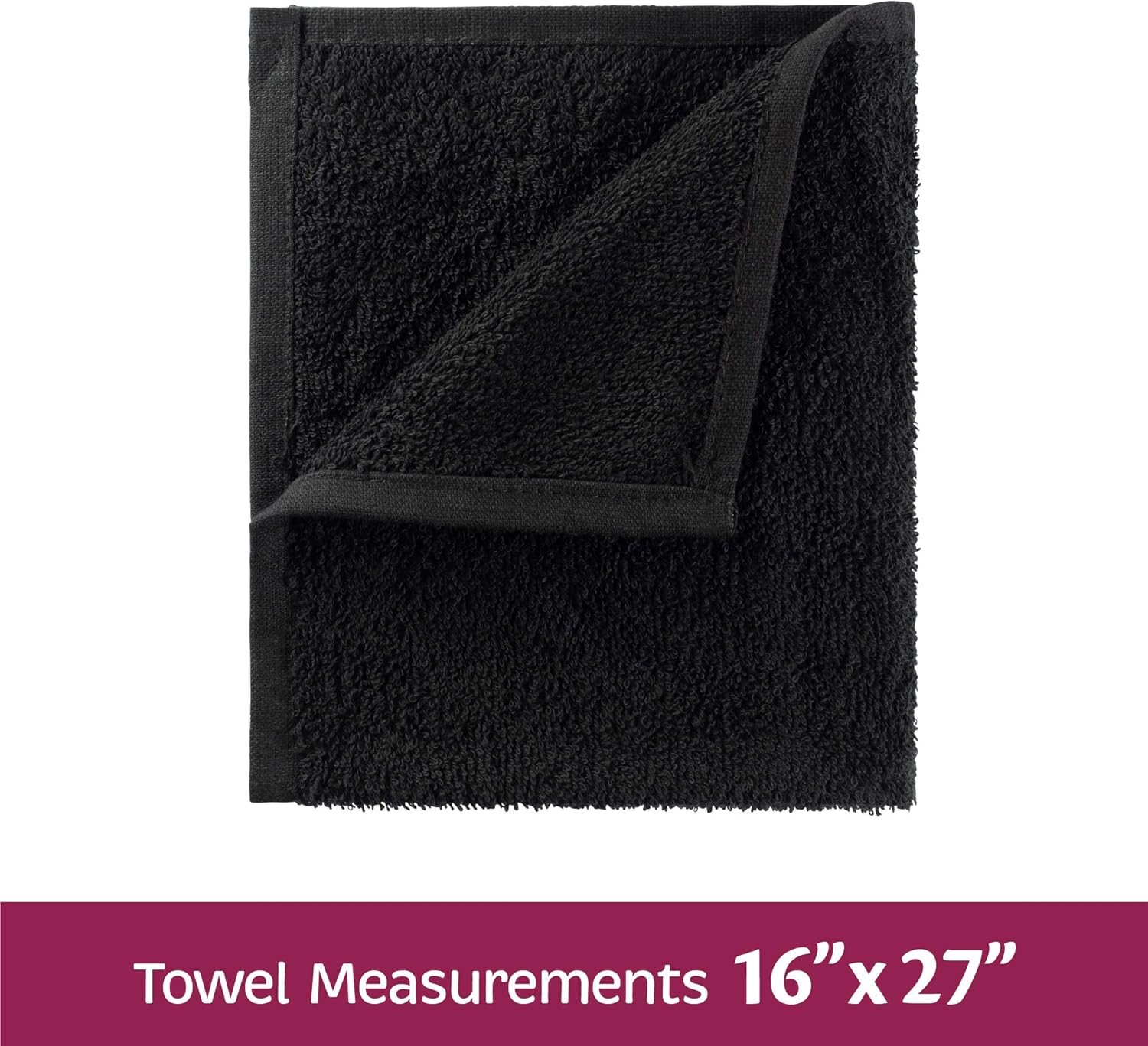 Groko Textiles Black Bleach Proof Towels Set, 24 Pack 100% Cotton 16