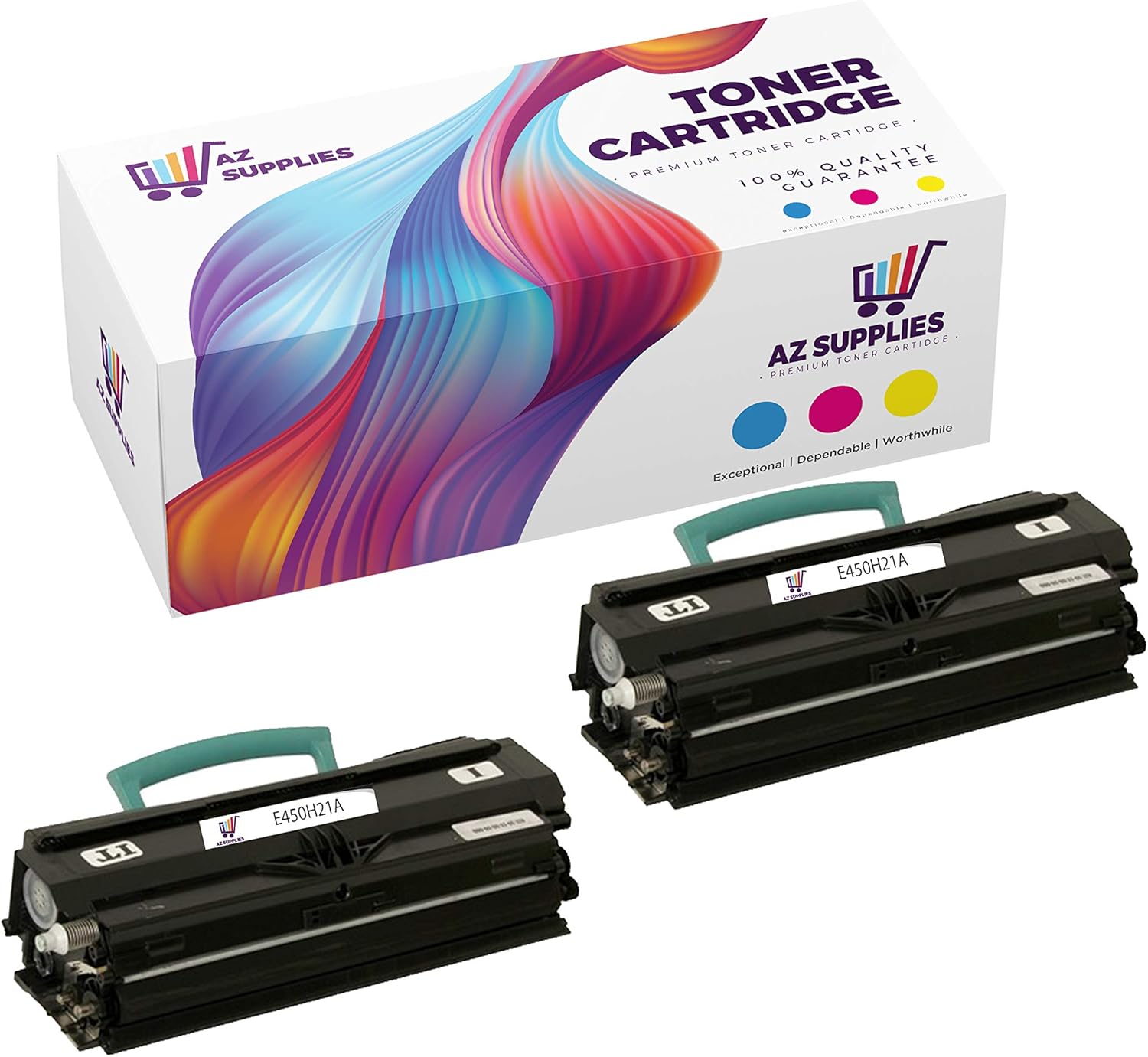 AZ Supplies Compatible Toner Cartridge Replacement for Lexmark E450H21A E450A11A E450 E450DN Black 2 Packs