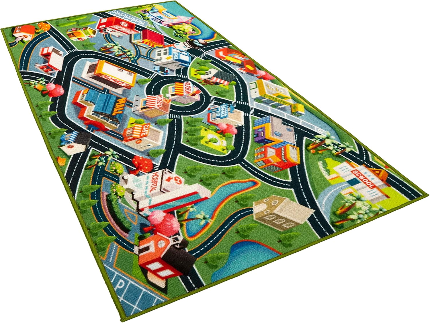 Kids Carpet Playmat Rug - Fun Carpet City Map for Hot Wheels Track Racing and Toys - Floor Mats for Cars for Toddler Boys -Bedroom, Playroom, Living Room Game Play Mat for Little Children