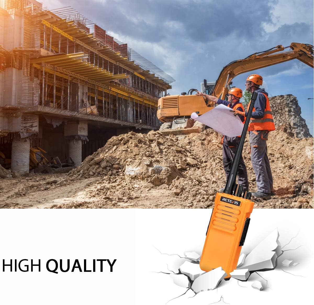 Retevis RT29 Long Distance Walkie Talkies, Durable High Power Two Way Radios with 3200mAh Rechargeable, Professional 2 Way Radios Long Range for School Use(3 Pack)