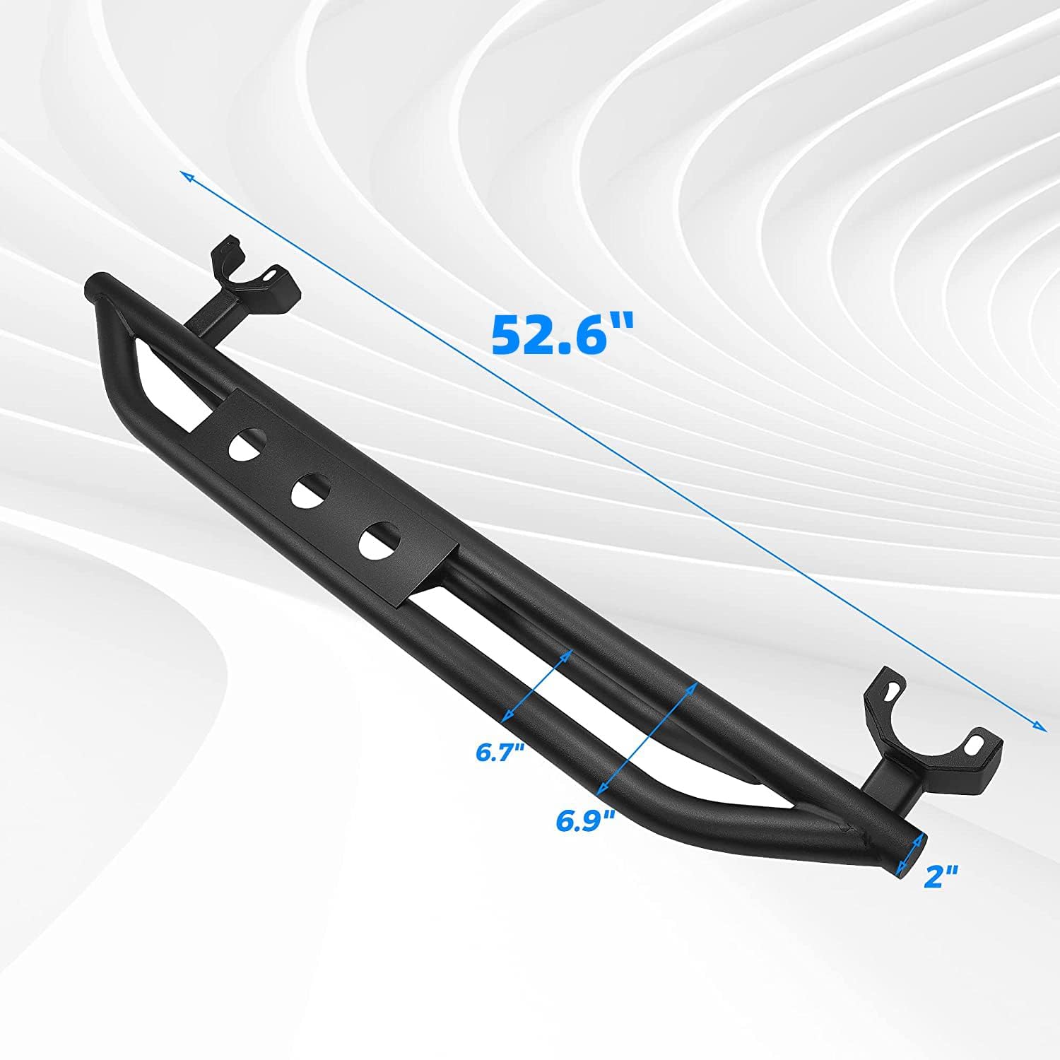 HECASA Side Step Compatible with 2007-2018 Jeep Wrangler JK 2 Door Black Steel 52.6 inch Running Board Step Rails Armor Nerf Bars Rock Sliders Rock Rails Secure Stable