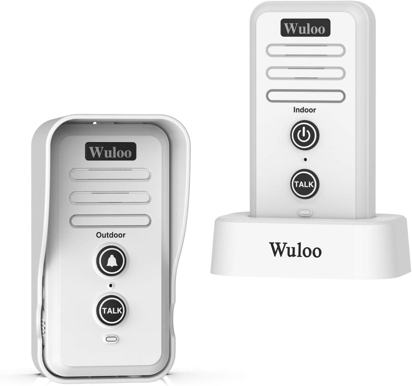 Wuloo Wireless Intercom Doorbells for Home Classroom, Intercomunicador Waterproof Electronic Doorbell Chime with 1/2 Mile Range 3 Volume Levels Rechargeable Battery Including Mute Mode(Black, 1&1)