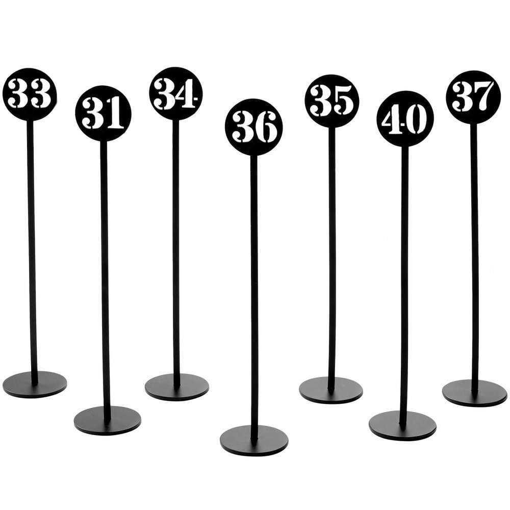 American Metalcraft NSB40 Black Stamped Out Number Table Stand Set - Numbers 31-40