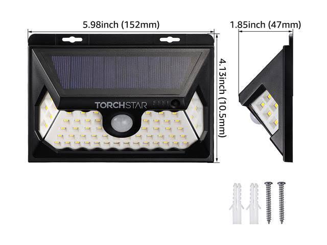 Torchstar 4 Pack 58 LED Solar Security Light with 4 Optional Modes, Dusk to Dawn Wireless Motion Sensor Light, IP65 Waterproof O