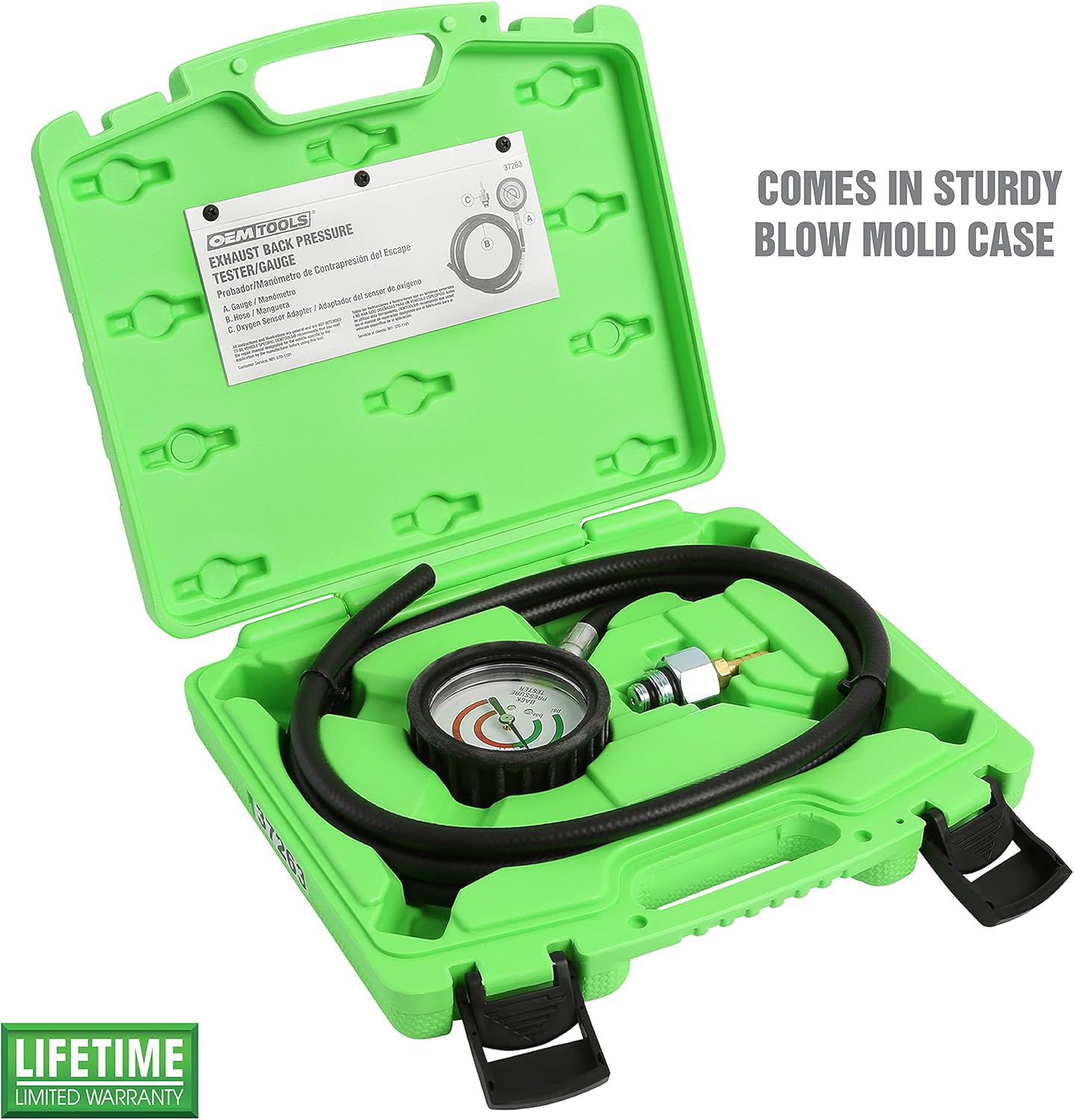 OEMTOOLS 37263 Exhaust Back Pressure Tester/Gauge, Catalytic Converter Test Kit, Exhaust Pressure Tester, Catalytic Converter Test Kit, Exhaust Tester