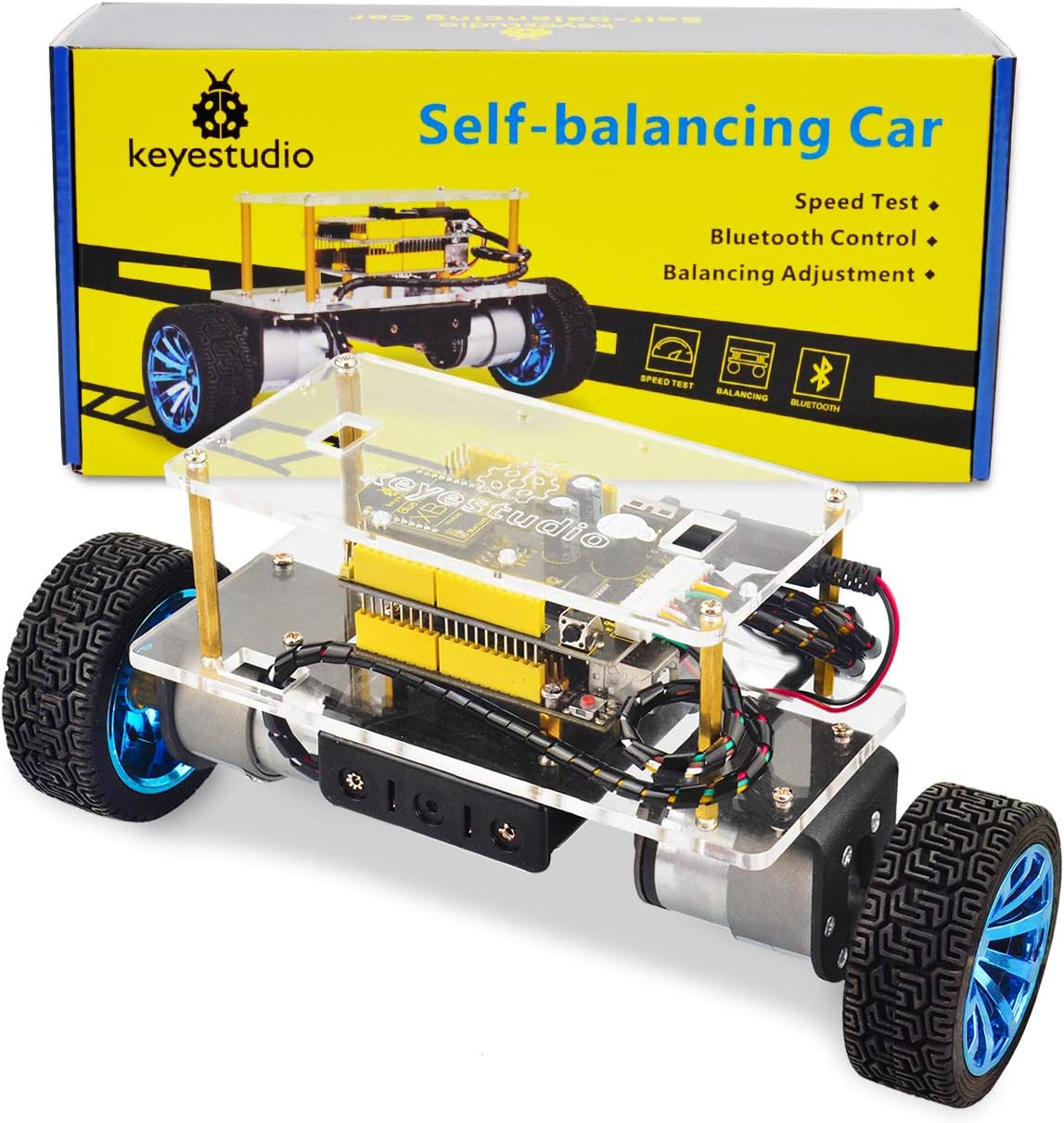 KEYESTUDIO Self-Balancing Robot Car Kit for Arduino DIY Project, Wireless Bluetooth Control, Strong DC Motors, Robotics and Electronics STEM Smart Car Kit for Adults to Build Pack of 2