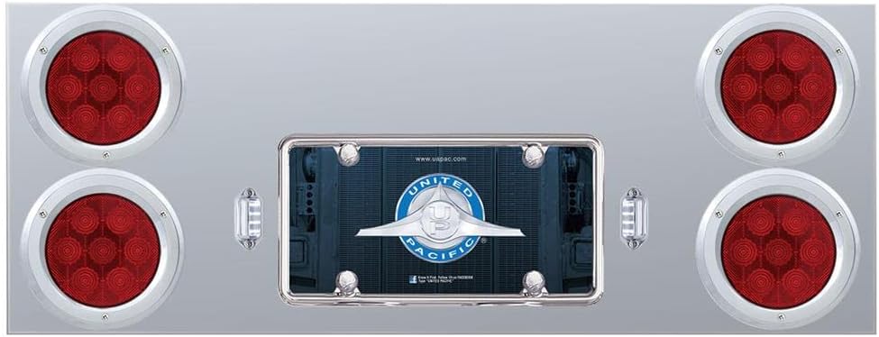 United Pacific 35082 Stainless Rear Center Panel w/Four 7 LED 4