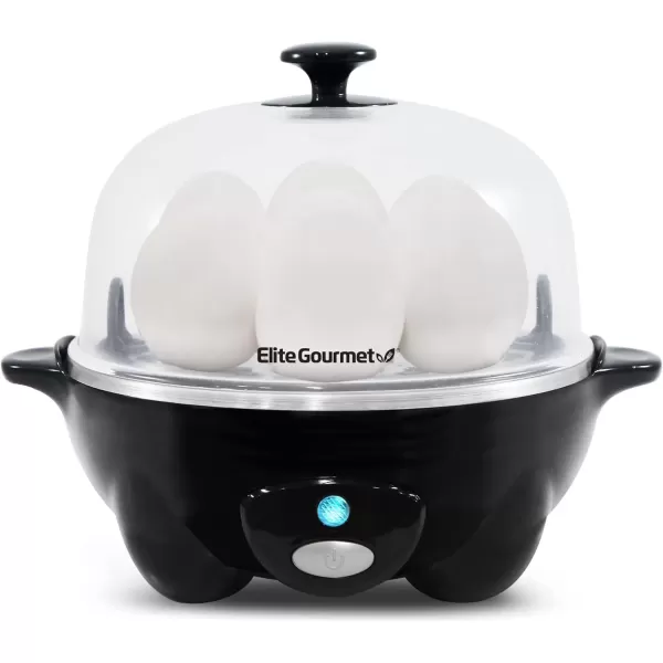 Egg Cookers Easy Electric 7 Egg Capacity Cooker, Poacher, Omelet Maker, Scrambled, Soft, Medium, Hard Boiled with Auto Shut-Off and Buzzer, BPA Free(Black)