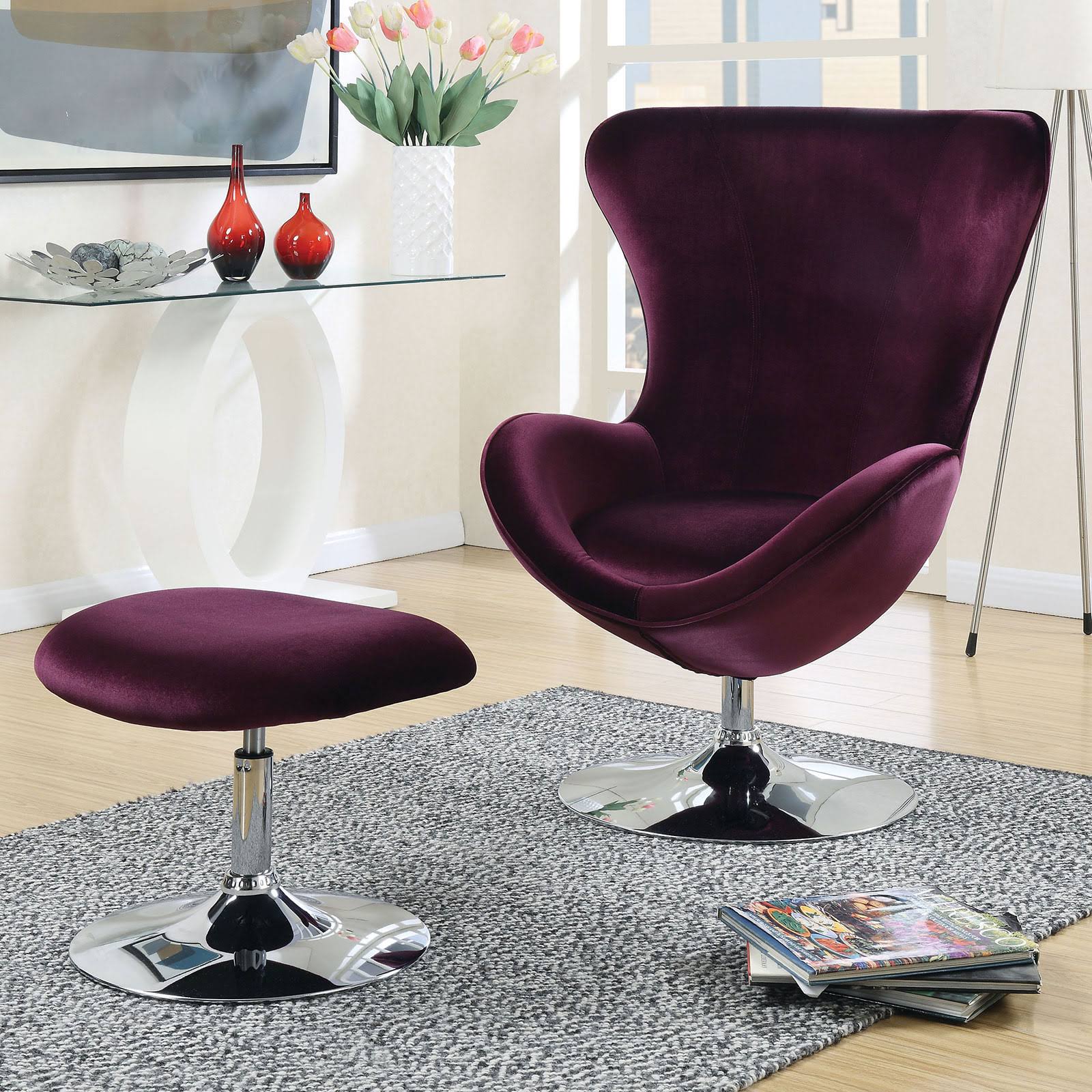 Eloise Accent Chair with Ottoman , Purple