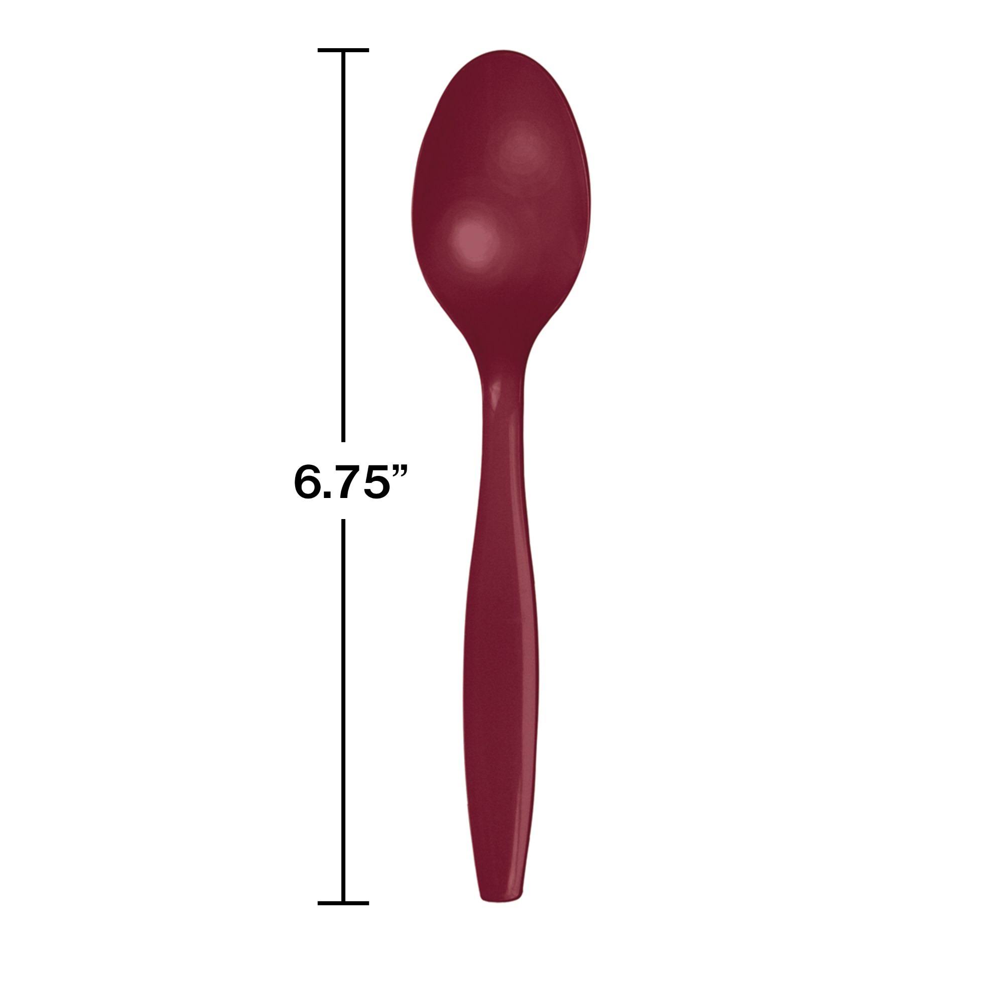 Club Pack of 288 Burgundy Red Premium Heavy-Duty Plastic Party Spoons