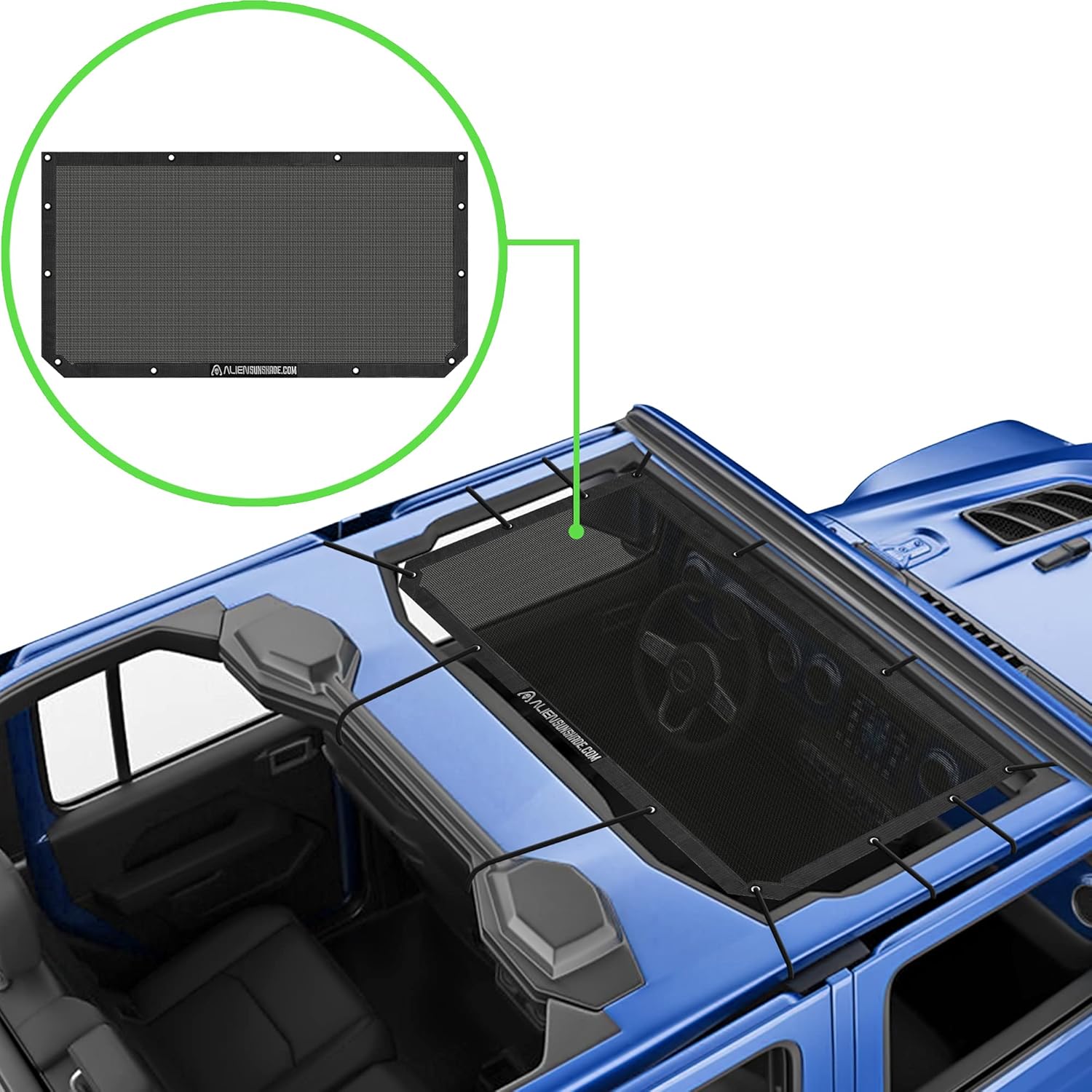 Alien Sunshade Jeep Gladiator Sun Shade (2018-Current)- Full Length Mesh Sunshade for Jeep Gladiator 4 Door, Reduces Wind & Noise &ndash; Universal Fit for Jeep Gladiator Accessories - (Blue)