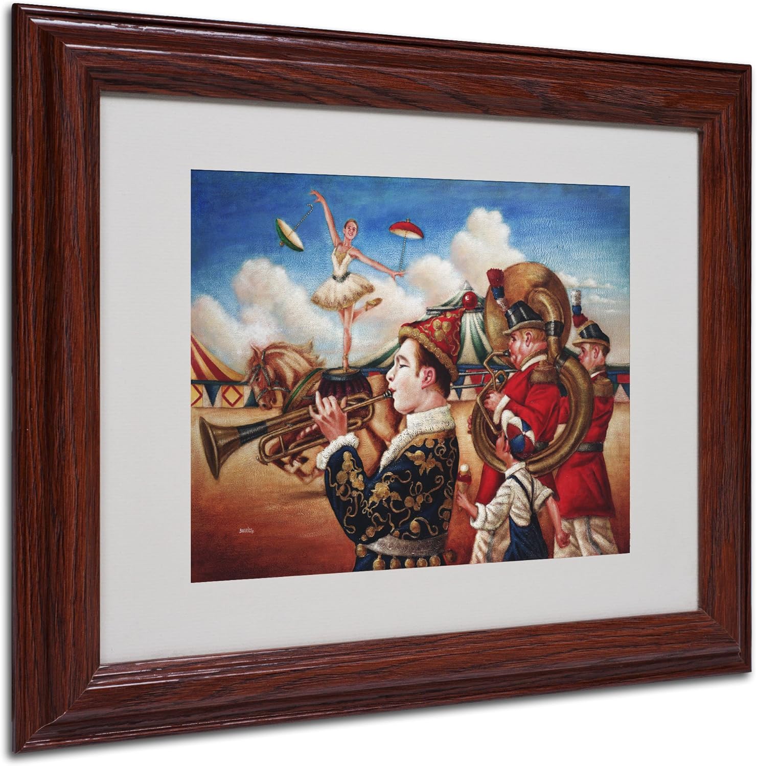Circus Hit Parade Artwork by Edgar Barrios, Wood Frame, 11 by 14-Inch Pack of 2