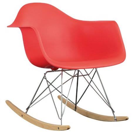 Modern Style Molded Modern Plastic Armchair-Rocking Mid Century Style Lounge Cradle Arm Chair-Contemporary Accent Retro Rocker C