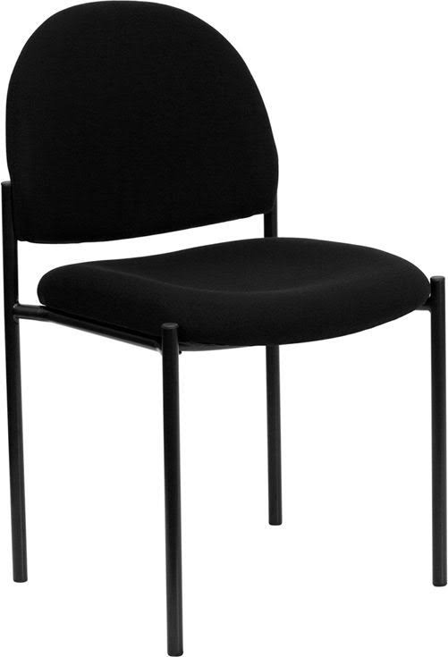 Flash Furniture Embroidered Black Fabric Comfortable Stackable Steel Side Chair