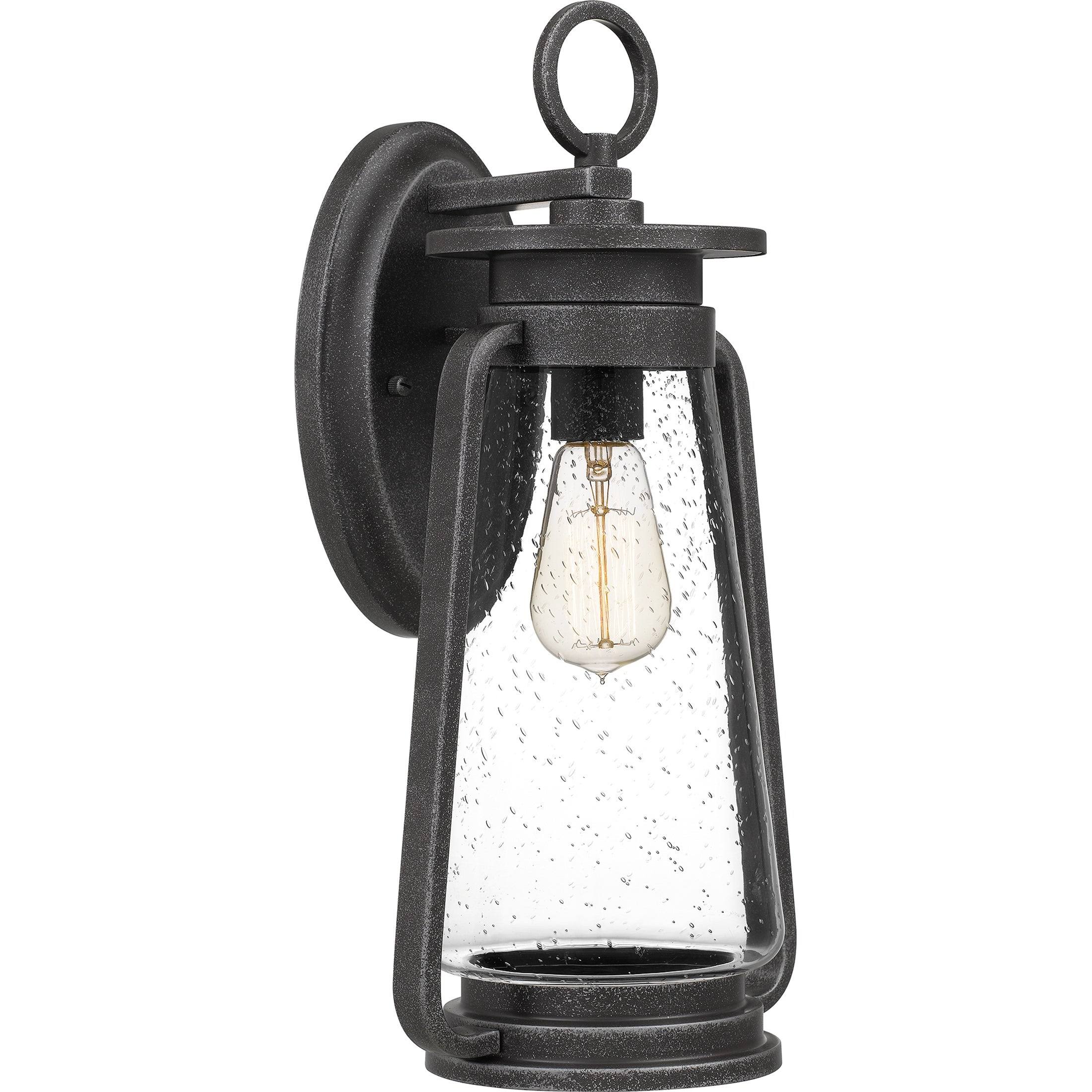 Quoizel Sutton 1-Light Speckled Black Outdoor Wall Lantern | SUT8409SPB