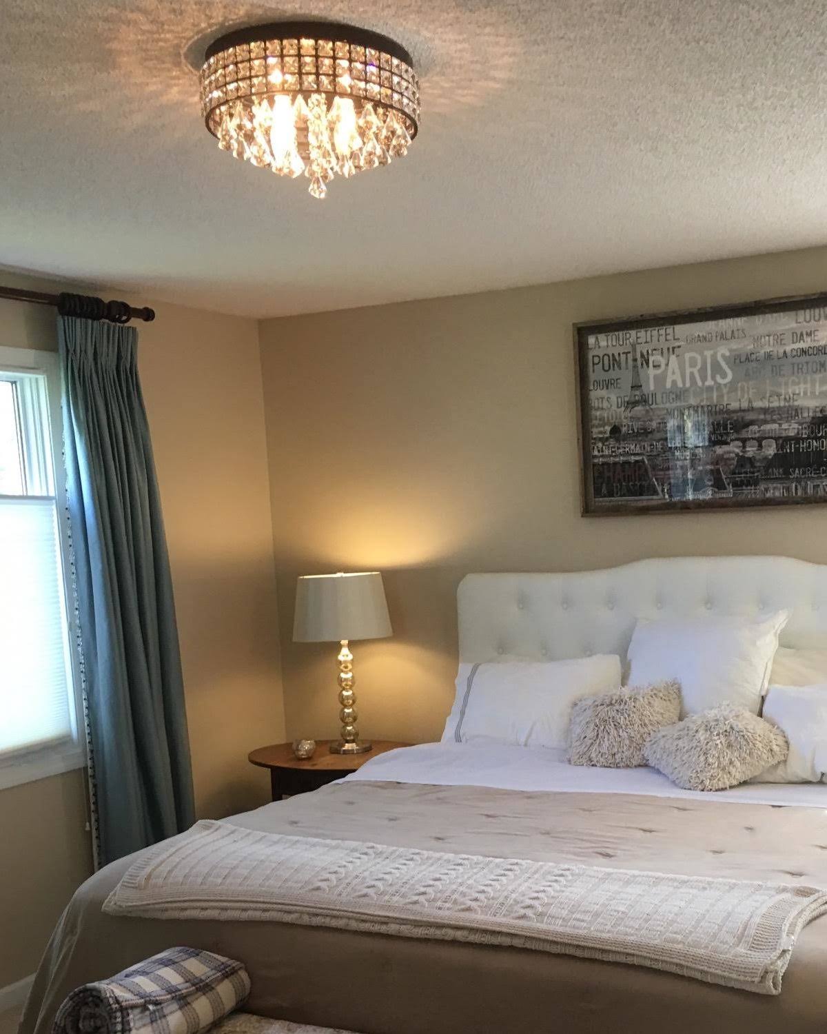 Revel Gemma 15 inch 4-Light Flush Mount Crystal Chandelier, Brushed Black Finish