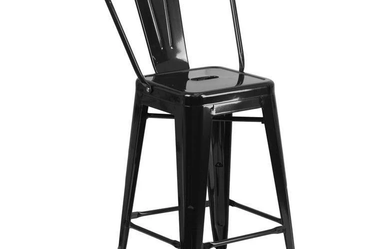 24x22 Black Metal Outdoor Stool