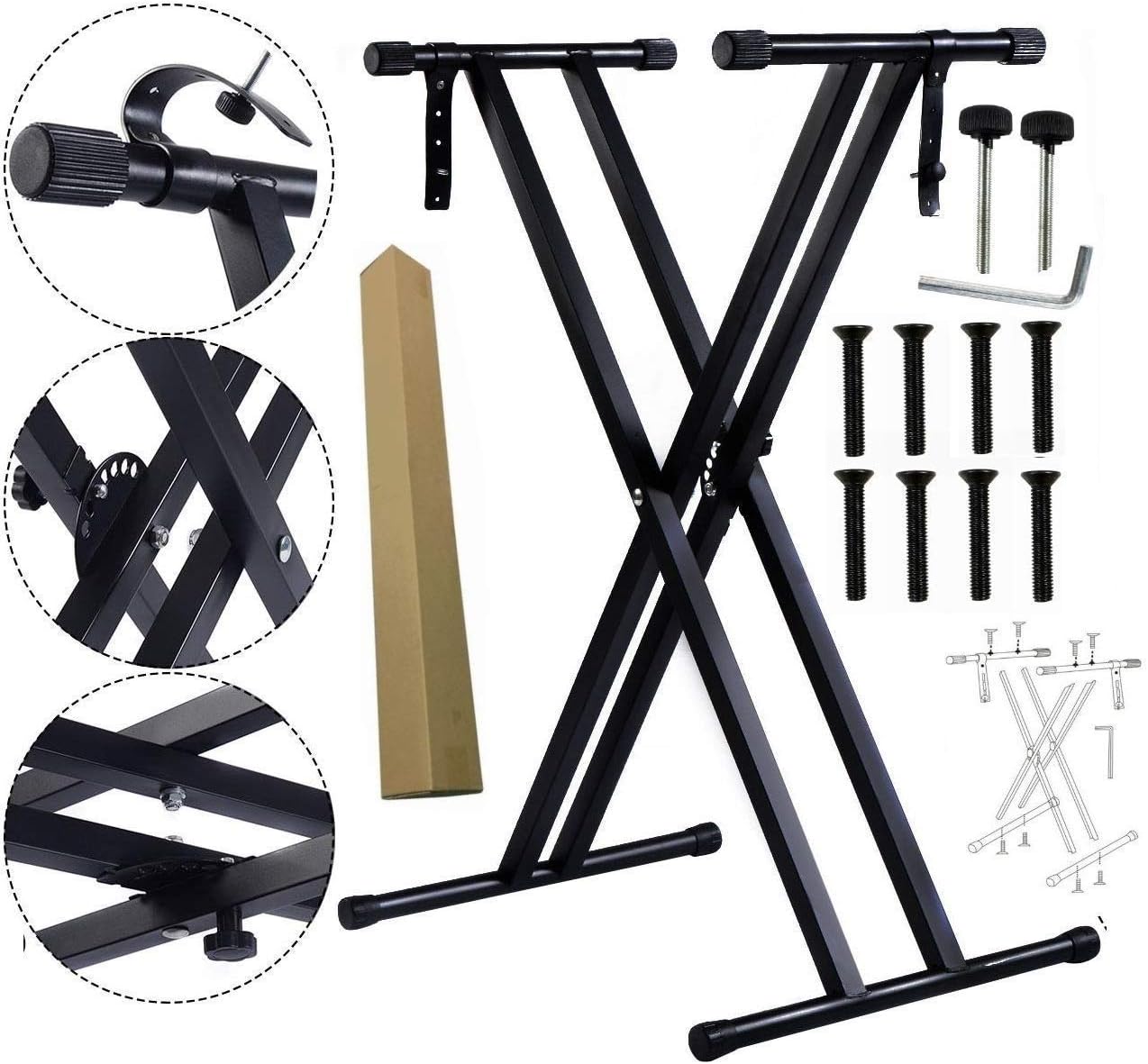 Kadence Keyboard Stand - Heavy-Duty Piano Stand (NK13-3kg Dual Braced) - Piano Keyboard Stand with Locking Straps - Keyboard Double X Stand - Keyboard Music Stand for Kids & Adults Pack of 2