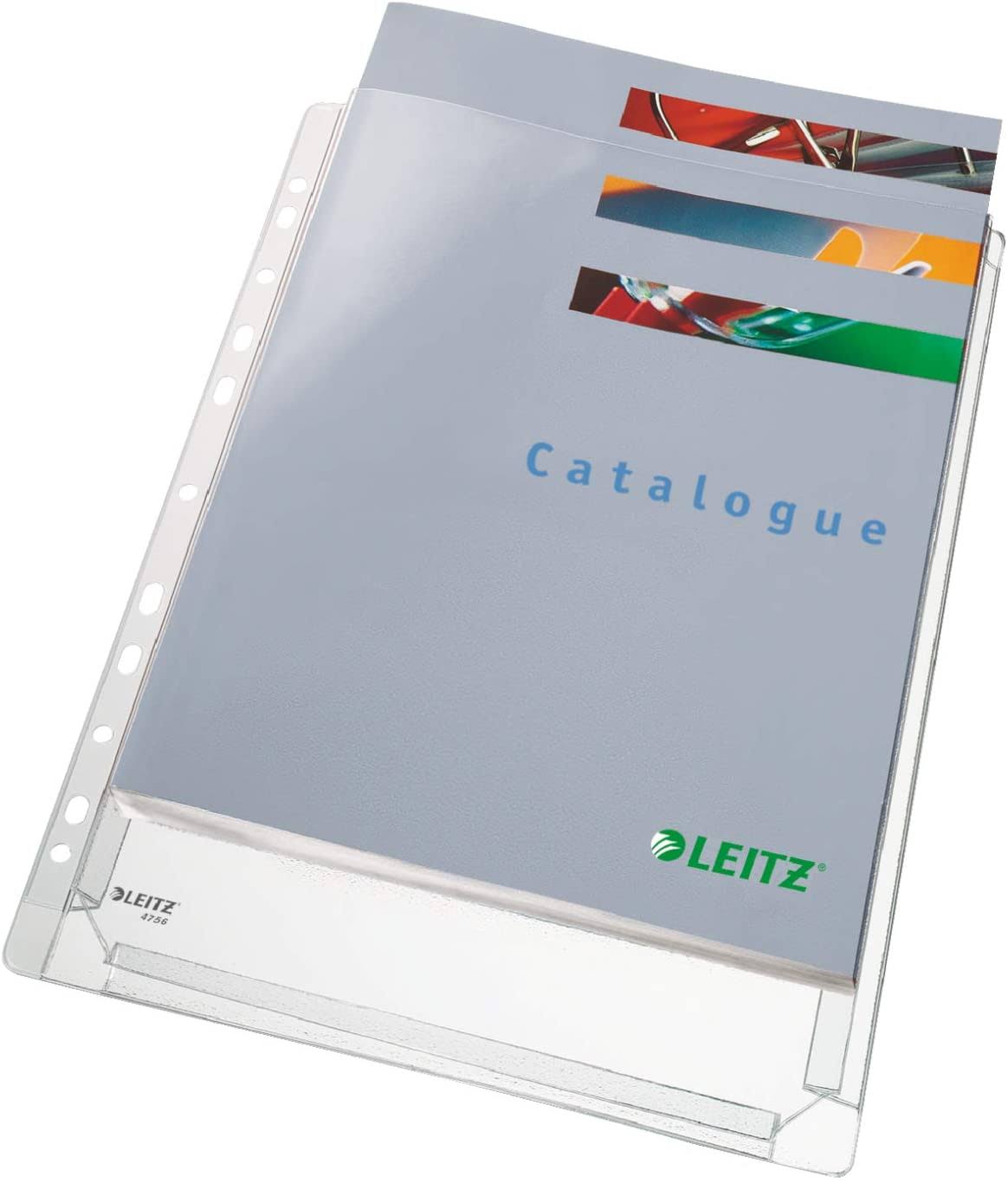 Leitz Premium Plastic Punched Pocket A4, Expanding, High Capacity 200 Sheets, 170 Micron PVC, Top Open, Pack of 5, 47563003