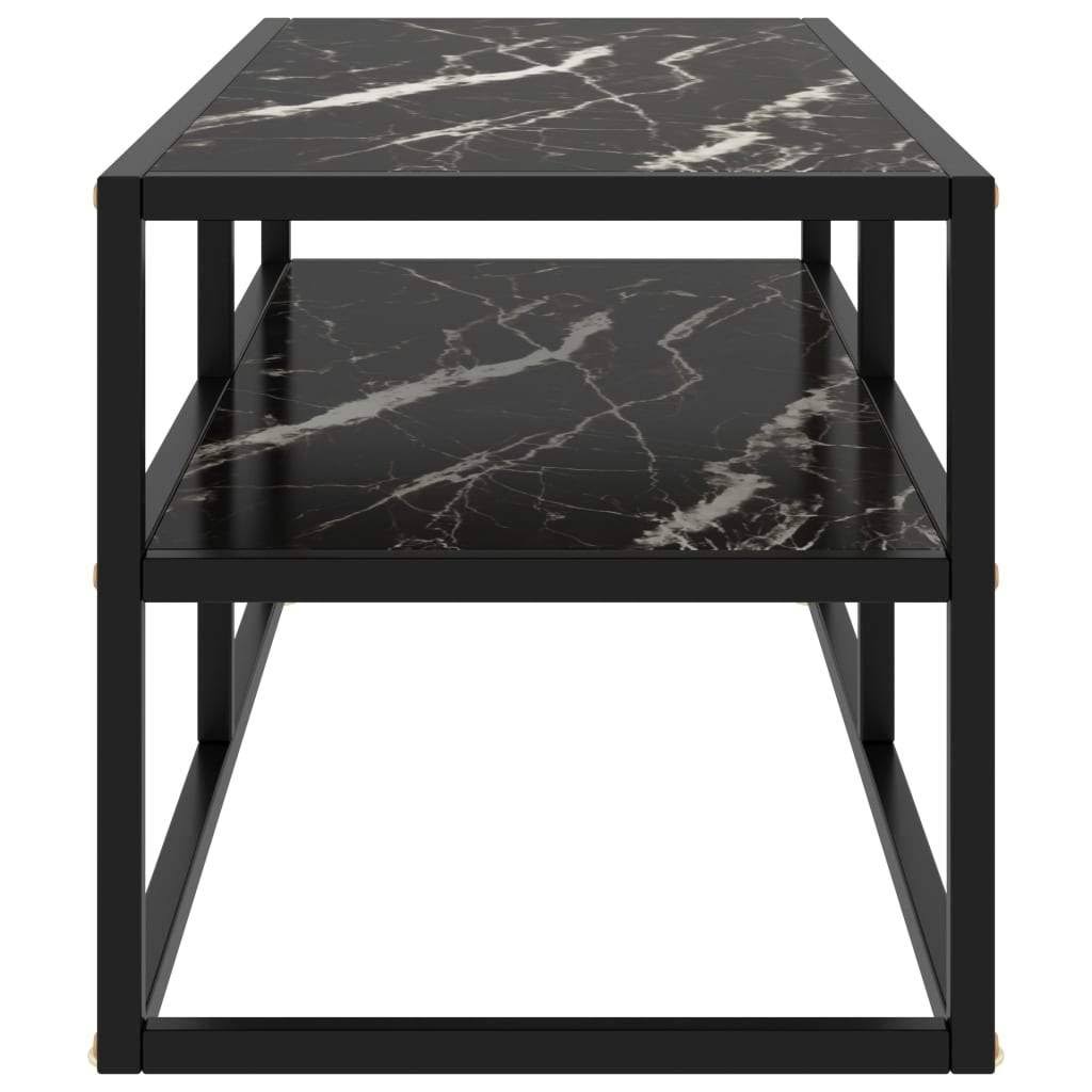 vidaXL TV Cabinet Black with Black Marble Glass 39.4x22x15.7x22x15.7x22