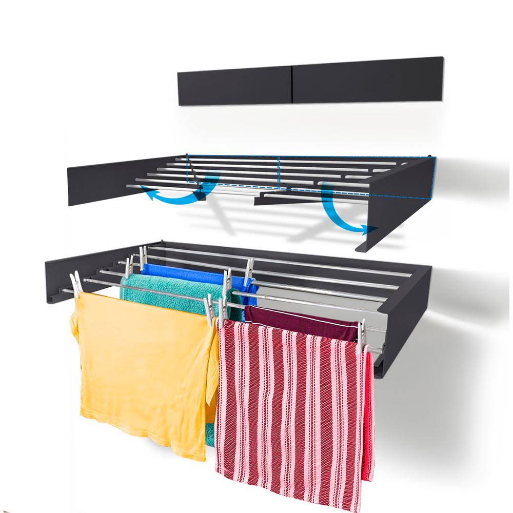 Step Up Products 40RACKGray 39.5 in. Retractable Laundry Drying Rack Industrial Gray