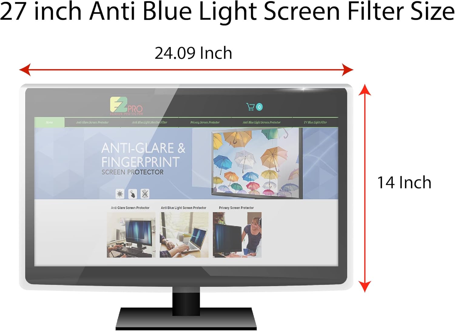 Anti Blue Light Screen Filter for 27 Inches Widescreen Desktop Monitor (Does NOT fit 27