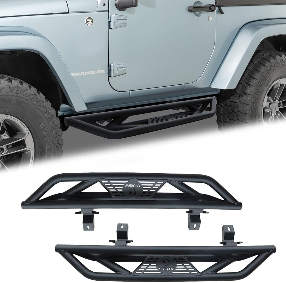 Ronghui JL Steel Step Plates Side Step Textured Black Running Board Non-Slip Rust Prevention for 2018-2022 Wrangler JL & JLU 2 Doors