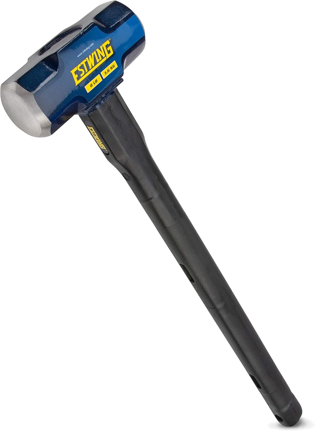 Estwing 8-Pound Hard Face Sledge Hammer for Demolition/Stake Driving, 50-55 HRC, Locked Steel Head, 24-Inch Indestructible Handle with Vulcanized Rubber Overlay, Reinforced Lanyard Hole