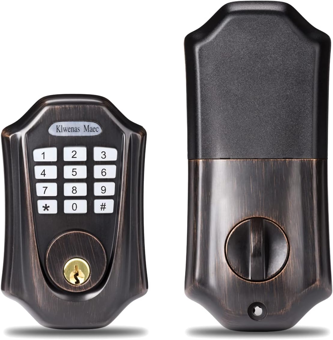 KlwenasMaec Smart Door Lock with Keypad, Keyless Entry Home with Your Smartphone, Bluetooth Front Door Locks, Easy Installation, IP65 Weatherproof, Black