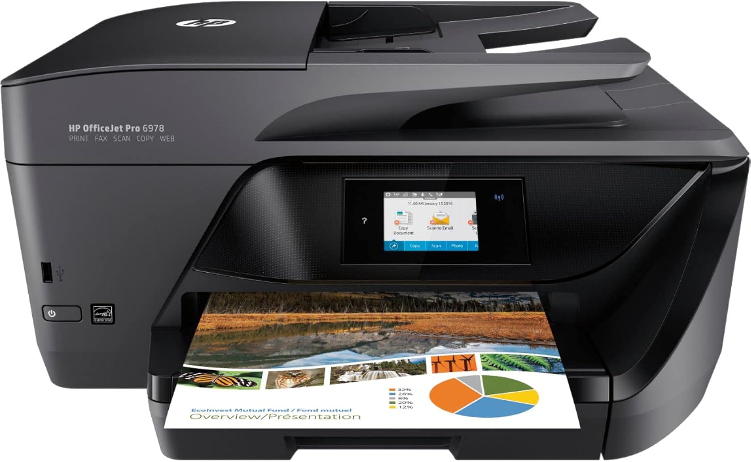(Renewed) HP OfficeJet Pro 6978 Wireless Color Inkjet All-in-One Printer, Black - Print Scan Copy Fax - 20 ppm, 8.5