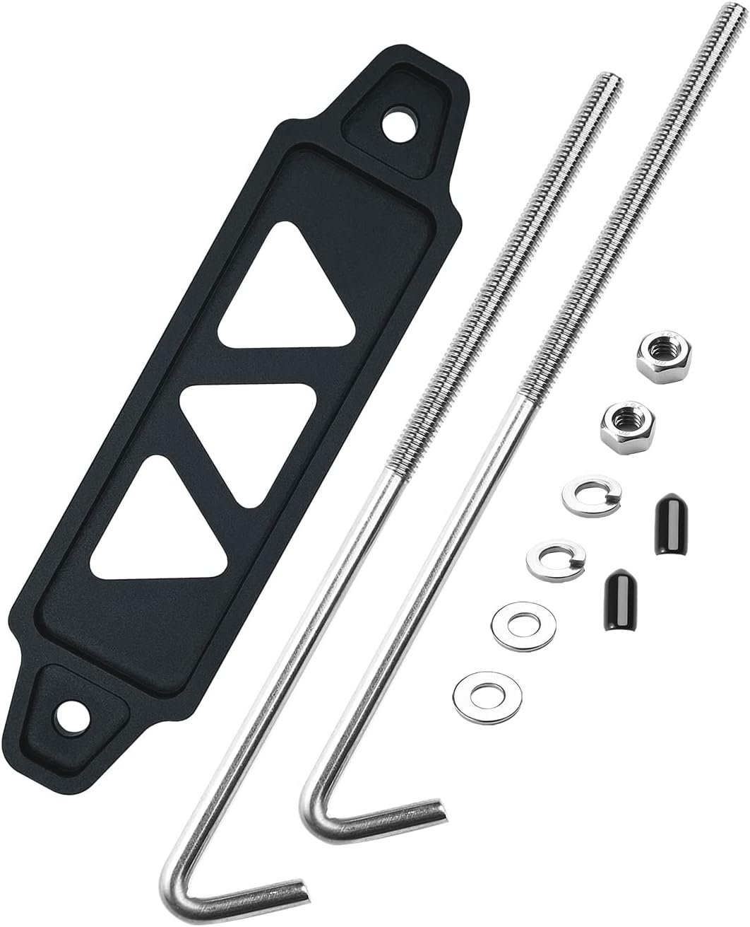 ARONOVA Battery Hold Down Sets for Honda Civic/CRV/S2000/Acura Integra,With Billet Aluminum Battery Tie Down Bracket And 18-8(304) Stainless Steel J bolts (Blue)