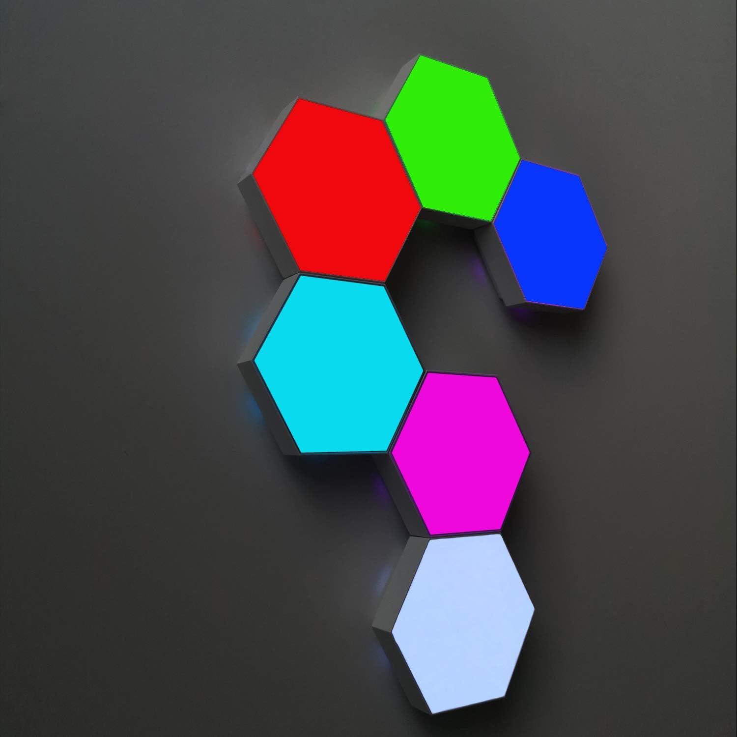 Hexagonal Wall Light Modular Touch Sensitive Lights Creative Geometry Assembly LED Night Light Suitable for Iving Room,Bedrooms ,DIY Lovers, Gifts (6 Pack)