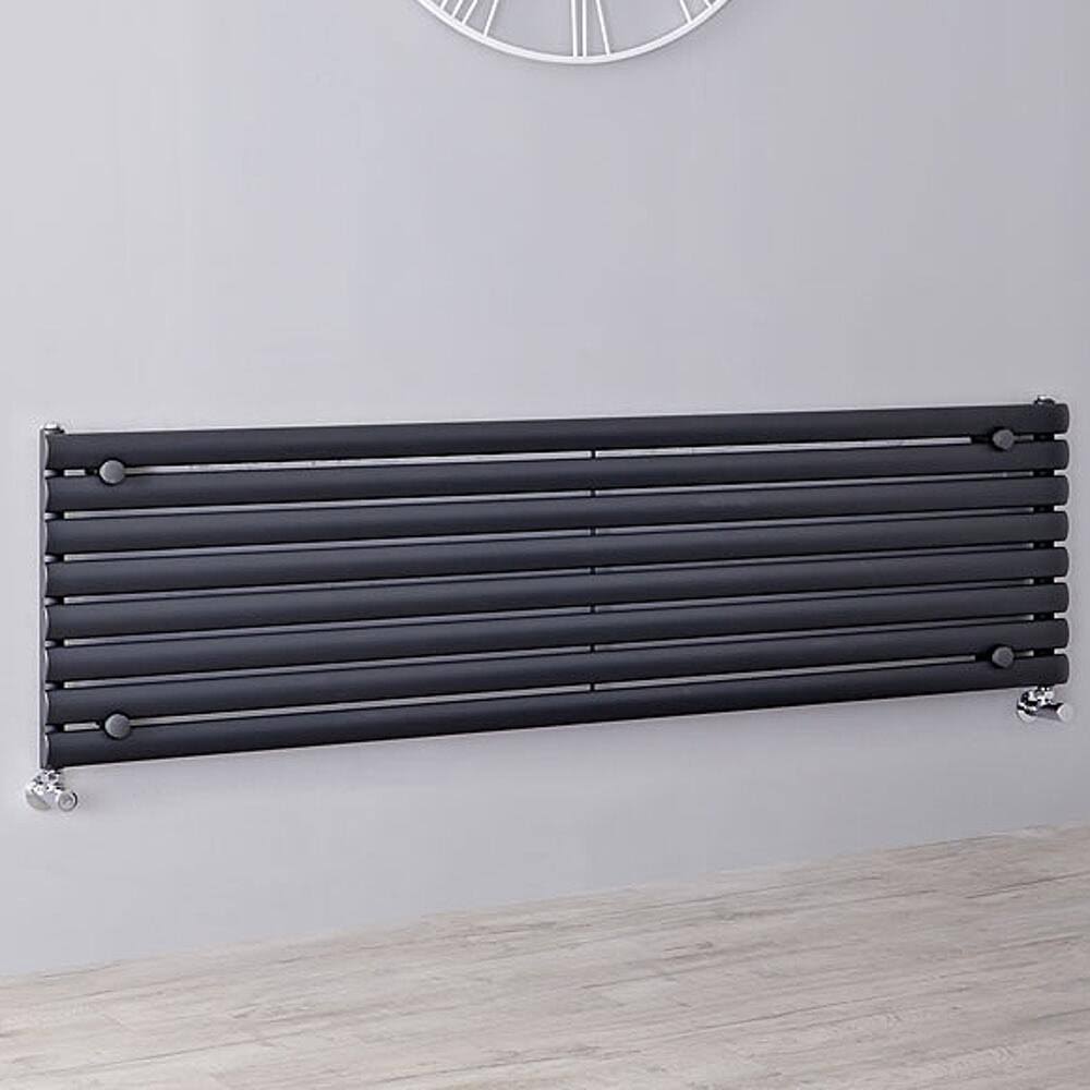Hudson Reed Revive - Hot Water Radiator - 19x22 x 63x22 - Horizontal European Design - Anthracite NAHB0048