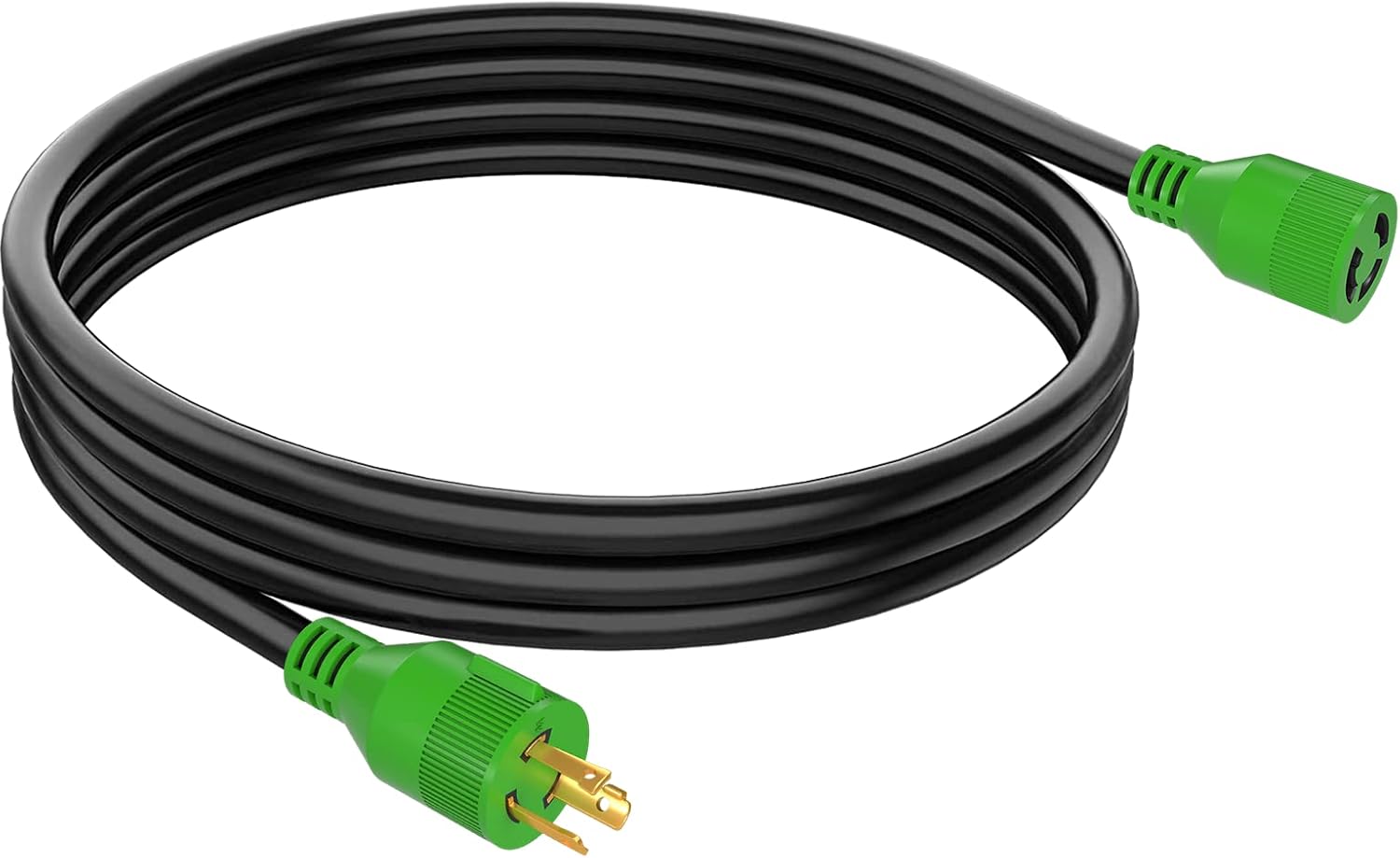 RVGUARD 3 Prong 30 Amp 10 Feet Generator Extension Cord, NEMA L5-30P/L5-30R 125V 10 Gauge SJTW Generator Power Cord, ETL Listed Pack of 2