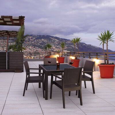 Kesler Stacking Patio Dining Chair (Set of 2) Color: Brown