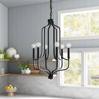 Chalfont 6 - Light Candle Style Empire Chandelier Beachcrest Home Finish: Matte Black