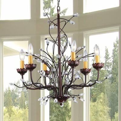 Jeffrey 6 - Light Candle Style Classic Chandelier with Crystal Accents Astoria Grand