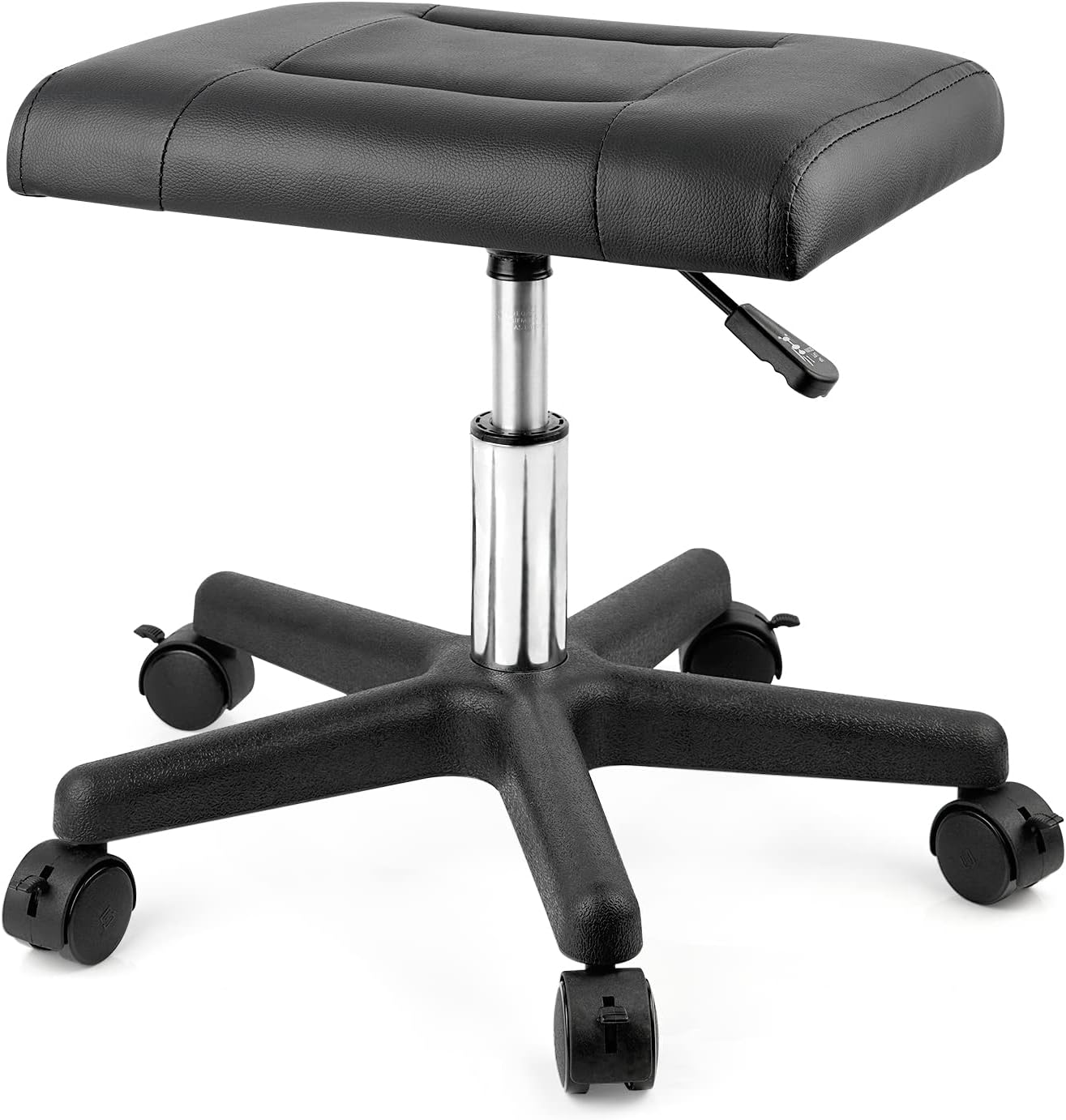Lilithye Footrest Stool Under Desk Adjustable Height Footrest Ottoman Ergonomic Foot Stool with Wheels 360&deg; Rolling Footrest for Home Office (Black)