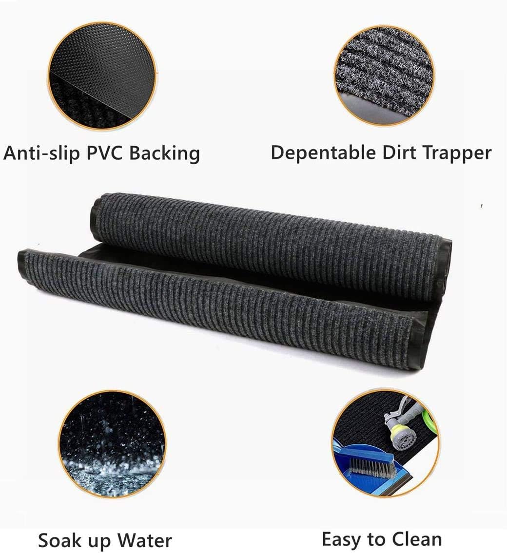 Brush Step Entrance Mat Commercial Grade Door Floor Mat 3' x 10' Tough Entry Collection Slip Skid Entrance Mat with Rubber Backing Indoor Outdoor Rug Grey