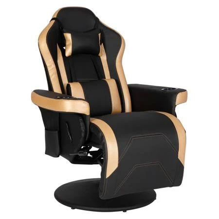 Modern-Depo Video Gaming Recliner Chair Ergonomic High Back Swivel Reclining Chair with Cupholder, Headrest, Lumbar Support, Adj
