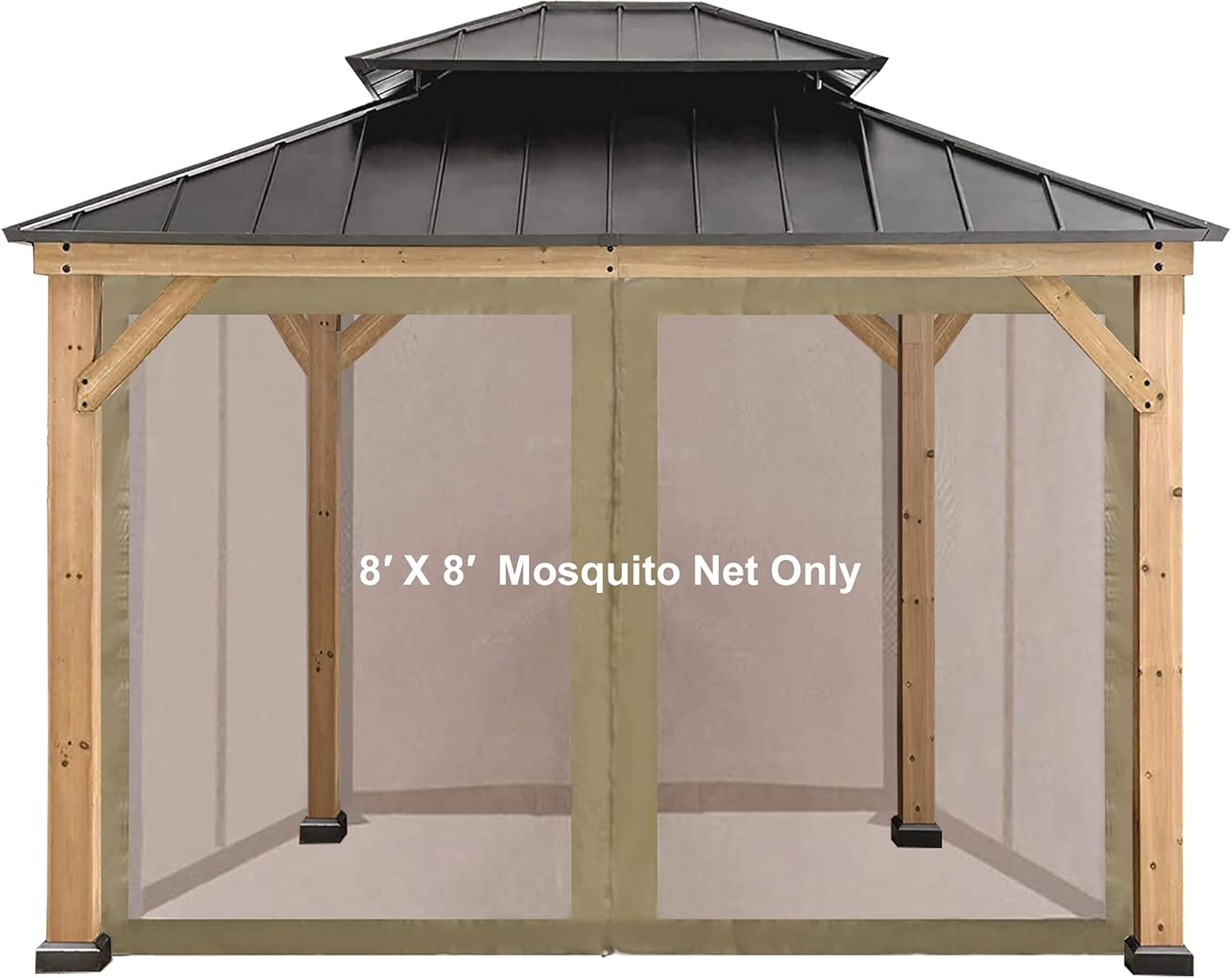 CoastShade Universal Replacement Canopy Mosquito Netting Screen Sidewalls Height 7FT for 8x8 or 10x10 or 10x12 Gazebo Canopy,Brown Pack of 2
