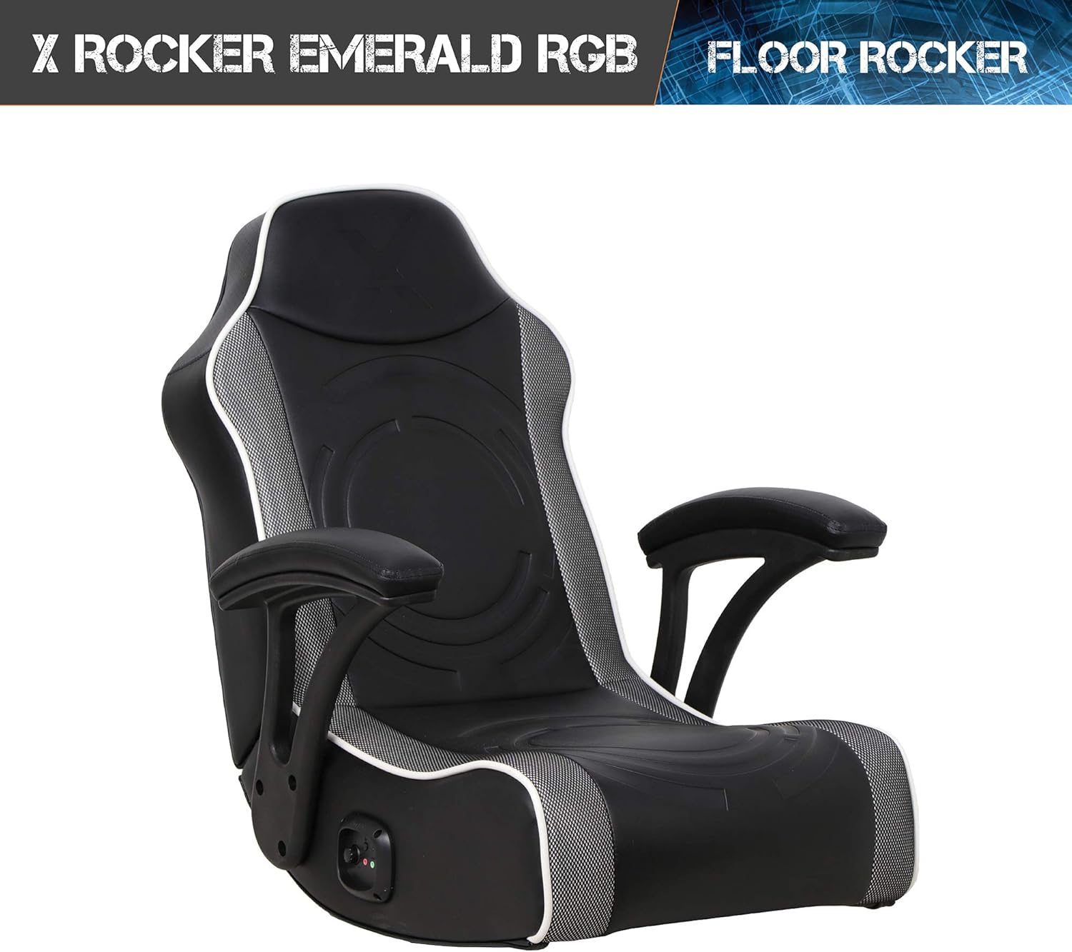 X Rocker Emerald RGB 2.0 Wired X2 Floor Rocker Gaming Chair with LED Lights, 30.3
