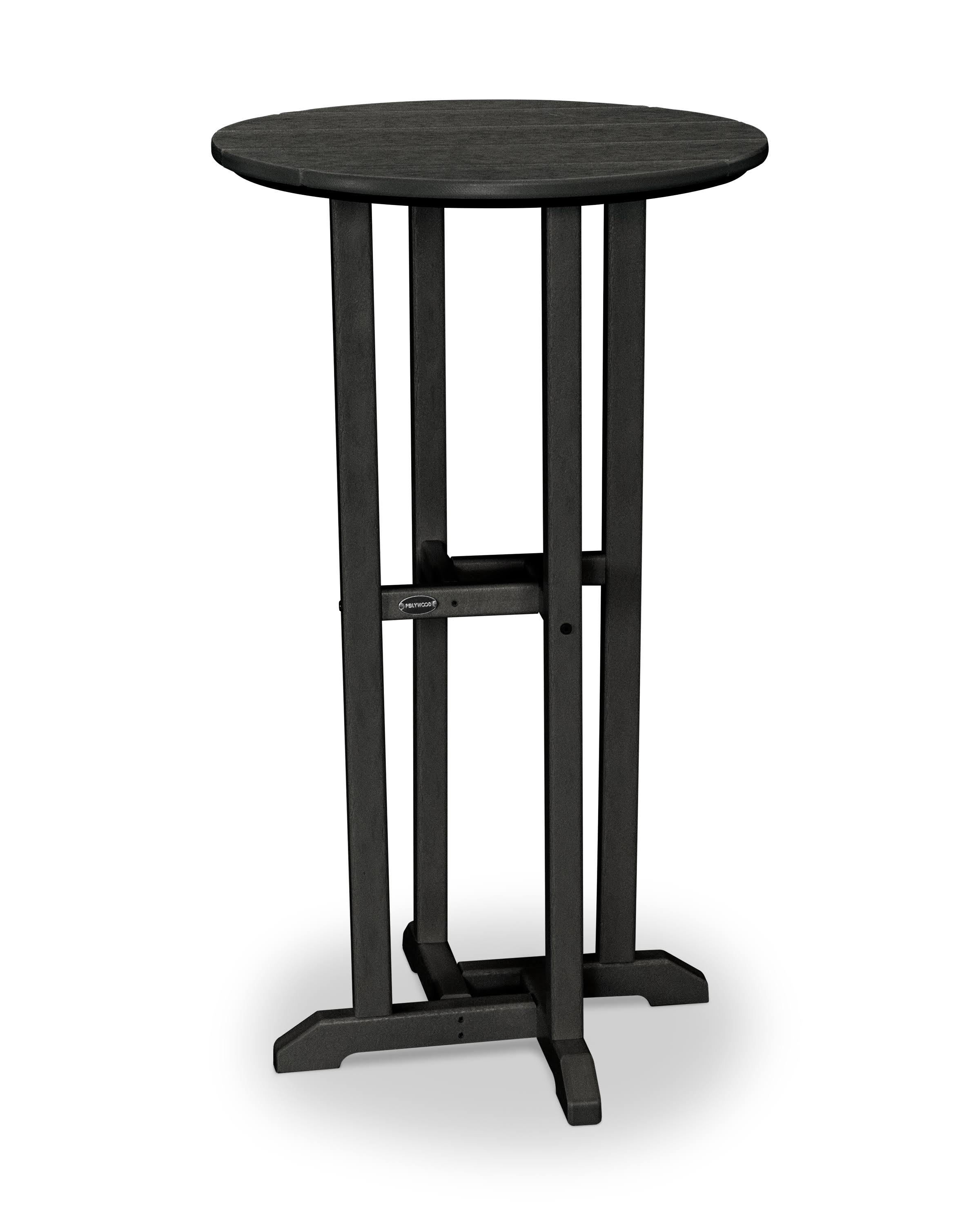 POLYWOOD Traditional 24x22 Round Bar Table - Black