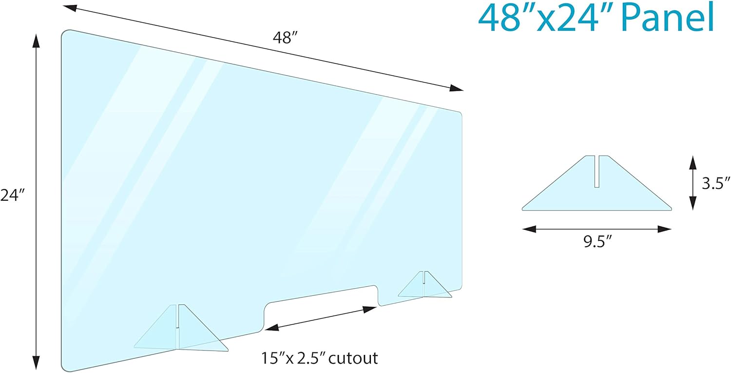 4 Pack Plexiglass Barrier For Counter Plexi Glass Screen 48x24 Desk Shields For Protection Sneeze Guard Shield For Counter Plexiglass Divider For Desk Sneeze Guards For Countertops Multiple Sizes
