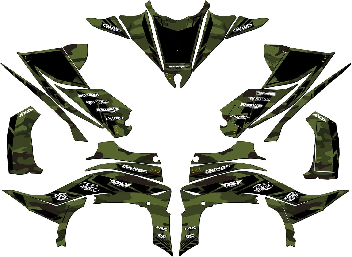 Senge Graphics Kit Compatible with Yamaha 2014-2020 YFZ 450R, Apache Grey (Matte Finish) Graphics Kit with Blank Number Plates with Extra Coverage