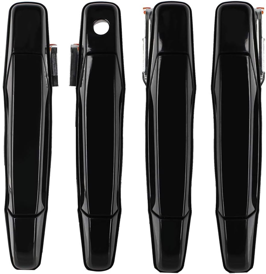 Exterior Chrome Door Handle - Compatible with 2007-2013 Chevy Avalanche, Silverado, Suburban, Tahoe, GMC Sierra, Yukon, Cadillac Escalade Pickup Truck SUV - 4 PCS Front Rear Driver & Passenger Side Pack of 2